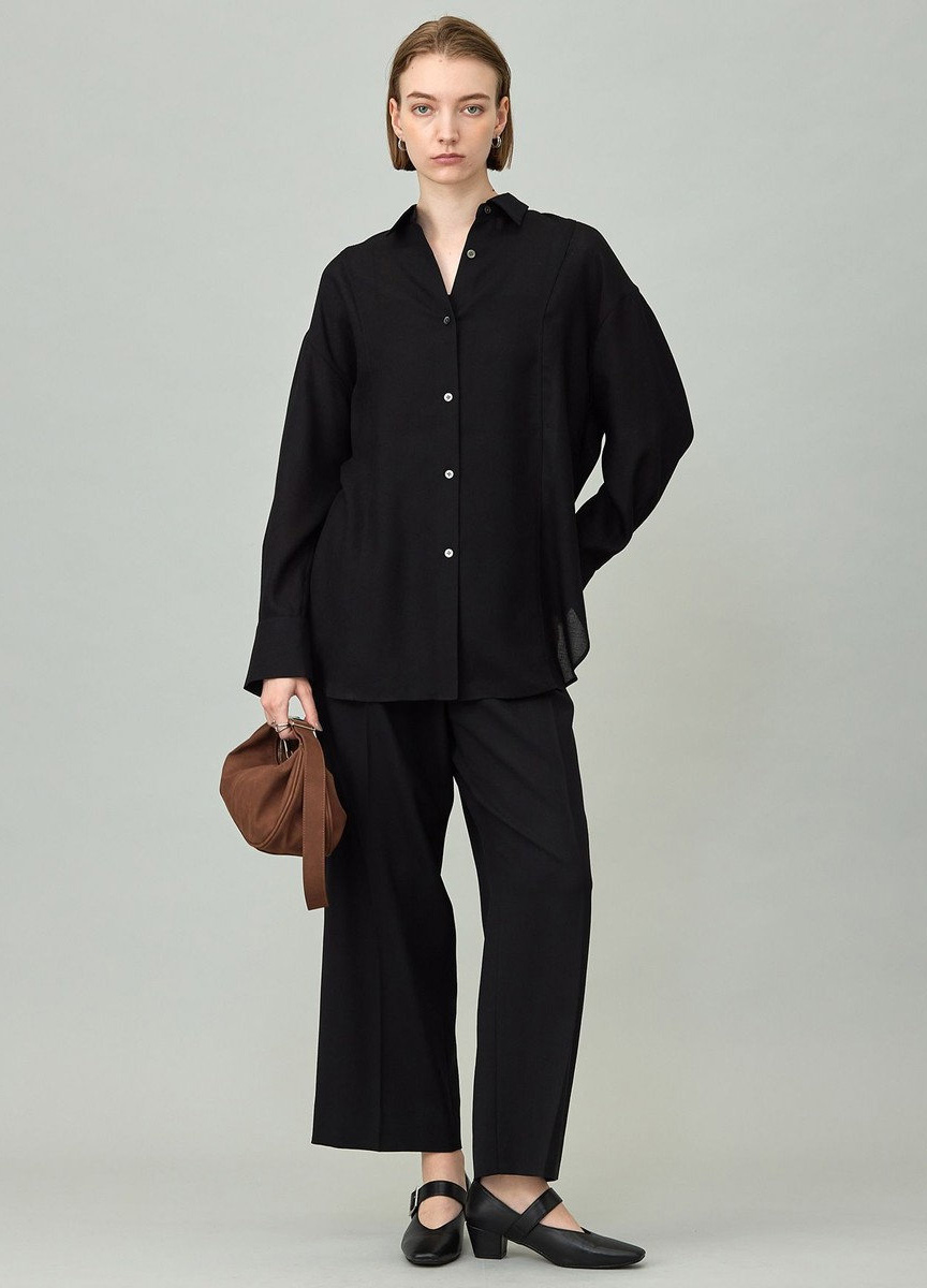 拚紗公主線剪接長袖襯衫